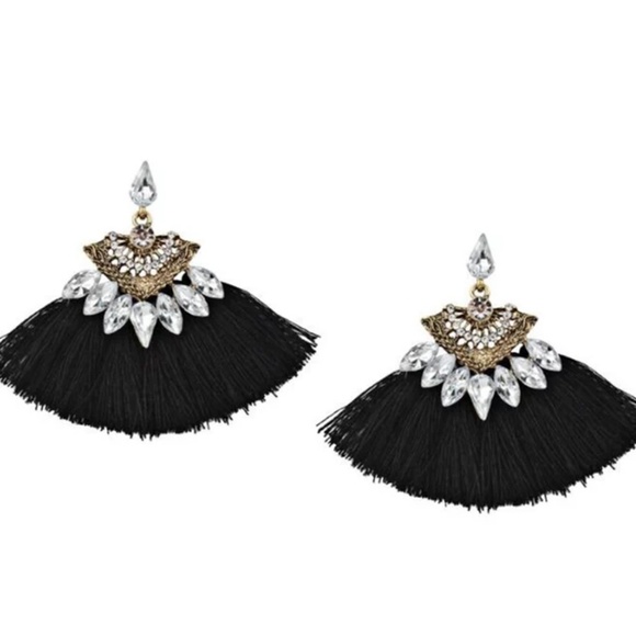 2.25in. Long Tassel fringe earrings Crystals Jewelry - Crystals & Tassels Gorgeous Drop Fringe Earrings